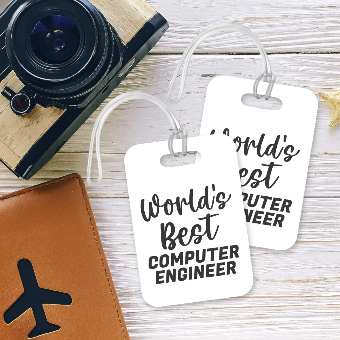 LT407 World's Best Computer Engineer Novelty Funny Unique Designer Gift, Suitcase, Glossy Plastic Luggage Tag for Computer Engineer
