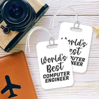 LT407 World's Best Computer Engineer Novelty Funny Unique Designer Gift, Suitcase, Glossy Plastic Luggage Tag for Computer Engineer