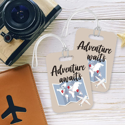 LT079 Adventure Awaits -Design 2 Novelty Funny Unique Designer Gift Glossy Plastic Suitcase Luggage Tag
