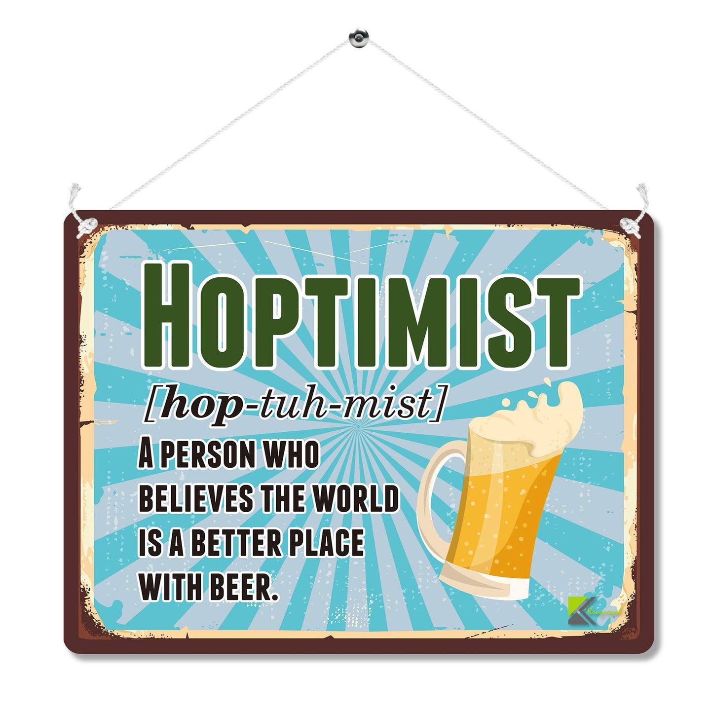 Kruzroyal MP127 Defination : HOPTIMIST Funny Novelty Retro Vintage Metal Wall Sign Plaque 20cm x 15cm
