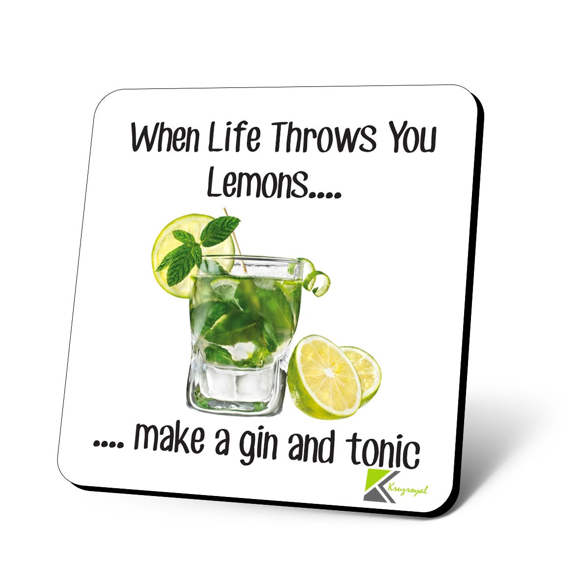 CS905 When Life Throws You Lemons... Make a Gin and Tonic Novelty Funny Coffee Tea Drink Gift Glossy MDF Wooden Coaster