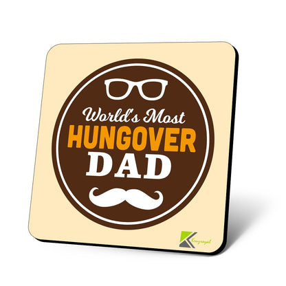 CS650 World's Most Hungover Dad Novelty Funny Coffee Tea Drink Gift Glossy MDF Wooden Coaster