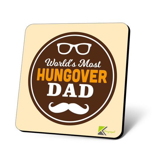 CS650 World's Most Hungover Dad Novelty Funny Coffee Tea Drink Gift Glossy MDF Wooden Coaster