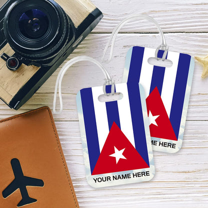 PLT265 Personalised Name with Cuba Flag Novelty Funny Unique Designer Gift Glossy Plastic Suitcase Luggage Tag