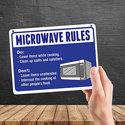 Kruzroyal MP390 MICROWAVE RULES,Do's & Don't Funny Novelty Retro Vintage Metal Wall Sign Plaque 20cm x 15cm