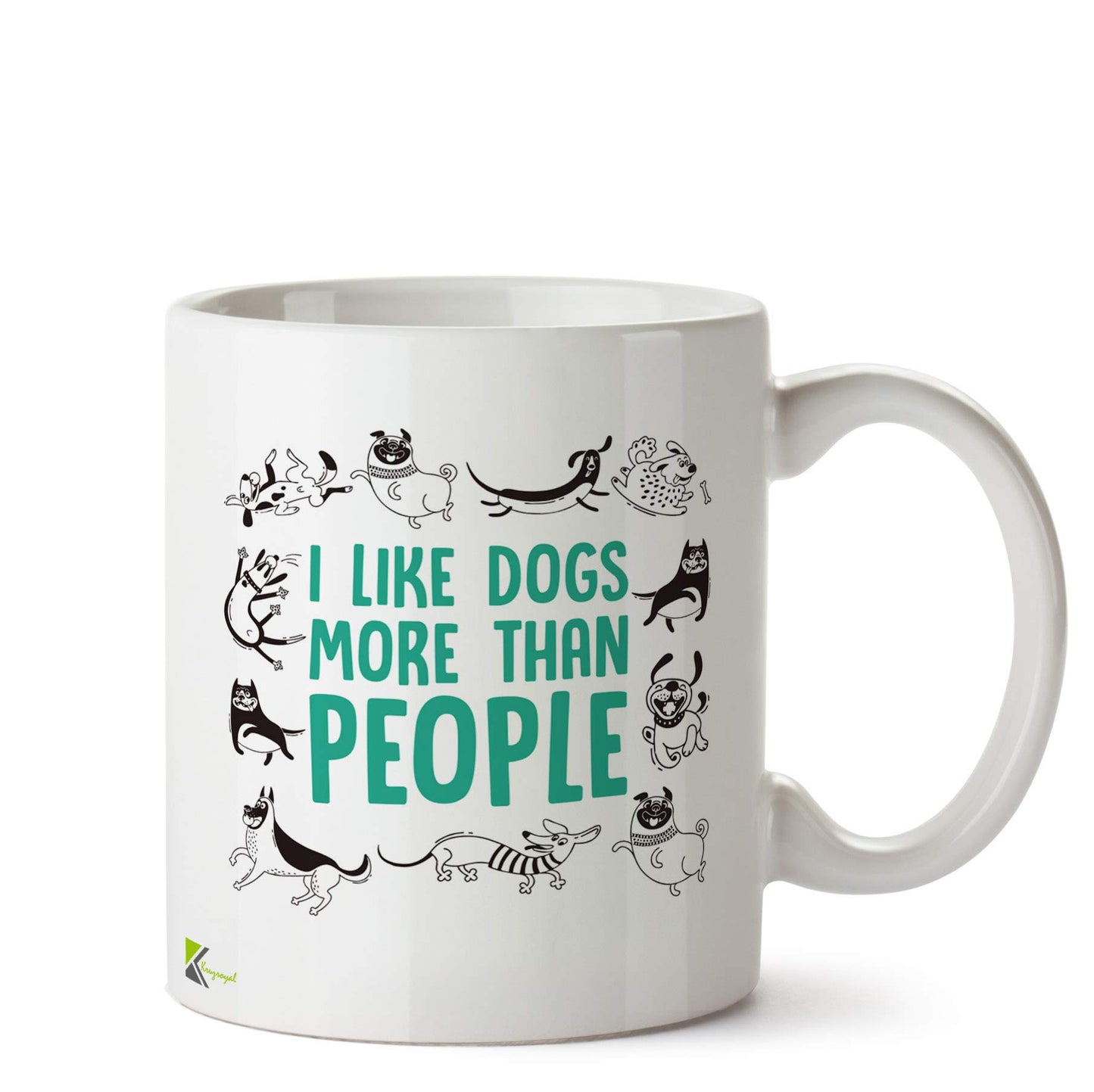 Kruzroyal DZ508 I Like Dogs More Than People Funny Novelty Great Gift Idea Coffee Tea Ceramic Mug