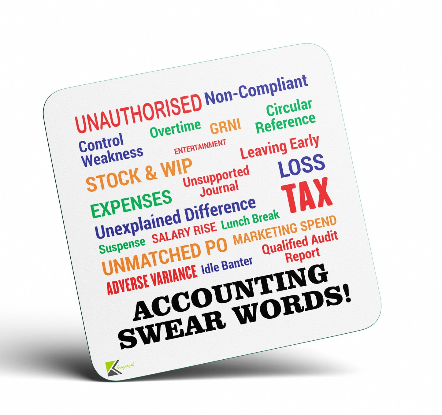 CS571 Accounting Swear Words! Novelty Funny Coffee Tea Drink Gift Glossy MDF Wooden Coaster | Gifts for Accountants, Bookkeepers, Finance Professionals