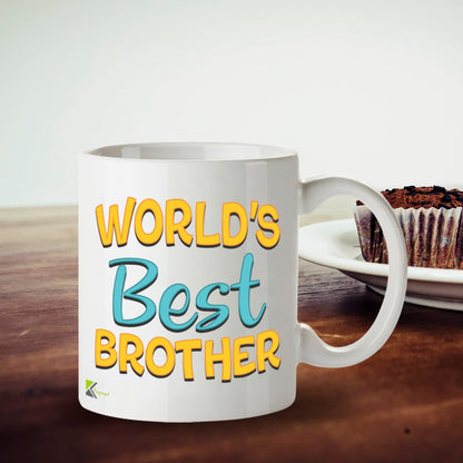 Kruzroyal DZ816 World's Best Brother Mug 11oz - White Ceramic Coffee Cup for Brother from Sister, Brother - Ideal Birthday or Holiday Present