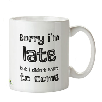 Kruzroyal Funny Sarcastic Mug, Sorry I'm Late But I Didn't Want to Come Design, Novelty Introvert Gift for Coworker or Friend, White Ceramic, 11 oz