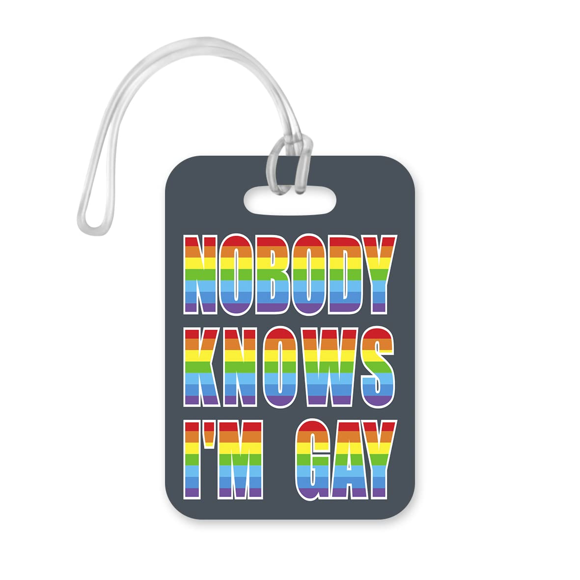 LT146 Nobody Knows I'm Gay Novelty Funny Unique Designer Gift Glossy Plastic Suitcase Luggage Tag