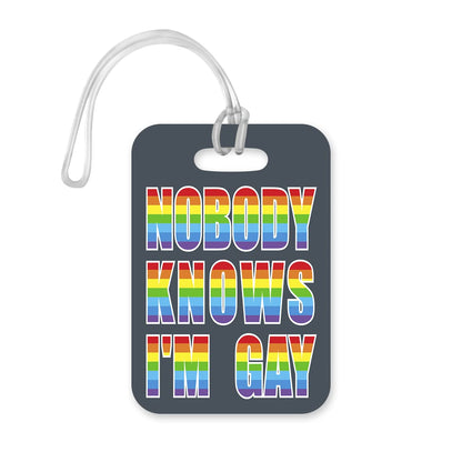 LT146 Nobody Knows I'm Gay Novelty Funny Unique Designer Gift Glossy Plastic Suitcase Luggage Tag