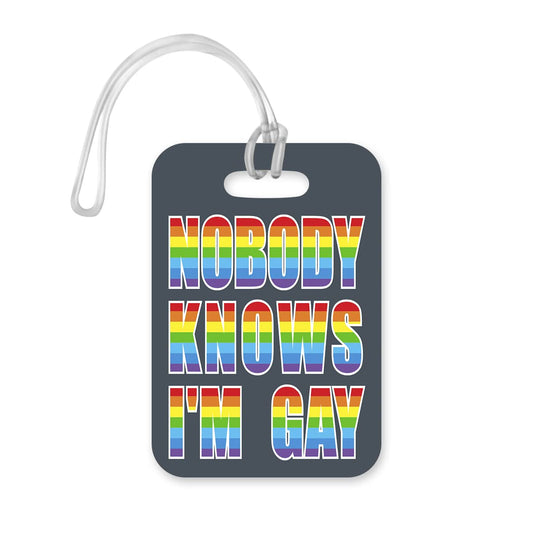 LT146 Nobody Knows I'm Gay Novelty Funny Unique Designer Gift Glossy Plastic Suitcase Luggage Tag