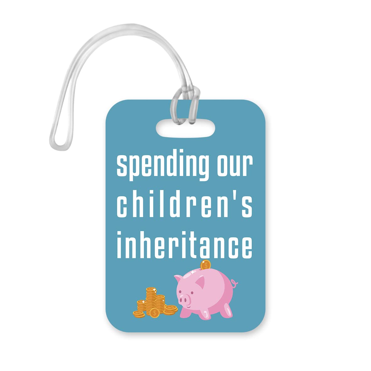 LT060 Spending Our Children's Inheritance Novelty Funny Unique Designer Gift Glossy Plastic Suitcase Luggage Tag