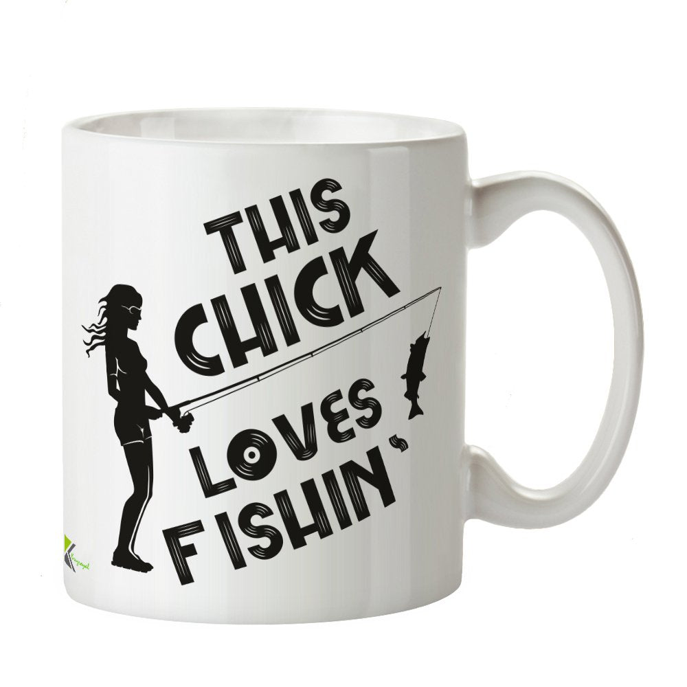 Kruzroyal DZ319 This Chick Loves Fishin' Funny Novelty Great Gift Idea Coffee Tea Mug