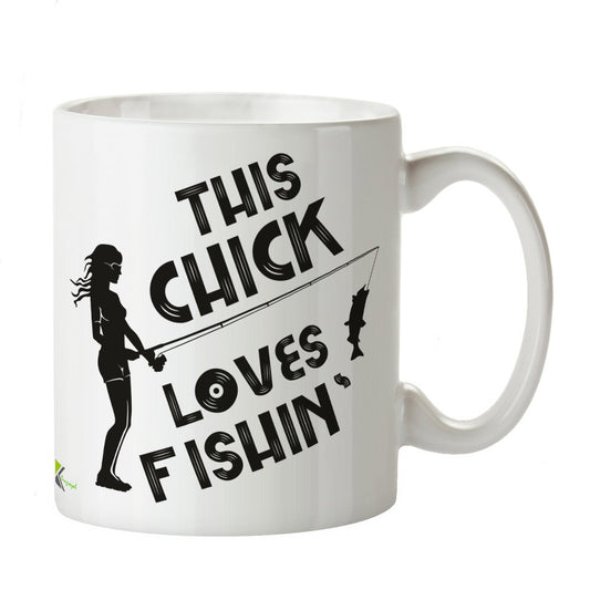Kruzroyal DZ319 This Chick Loves Fishin' Funny Novelty Great Gift Idea Coffee Tea Mug