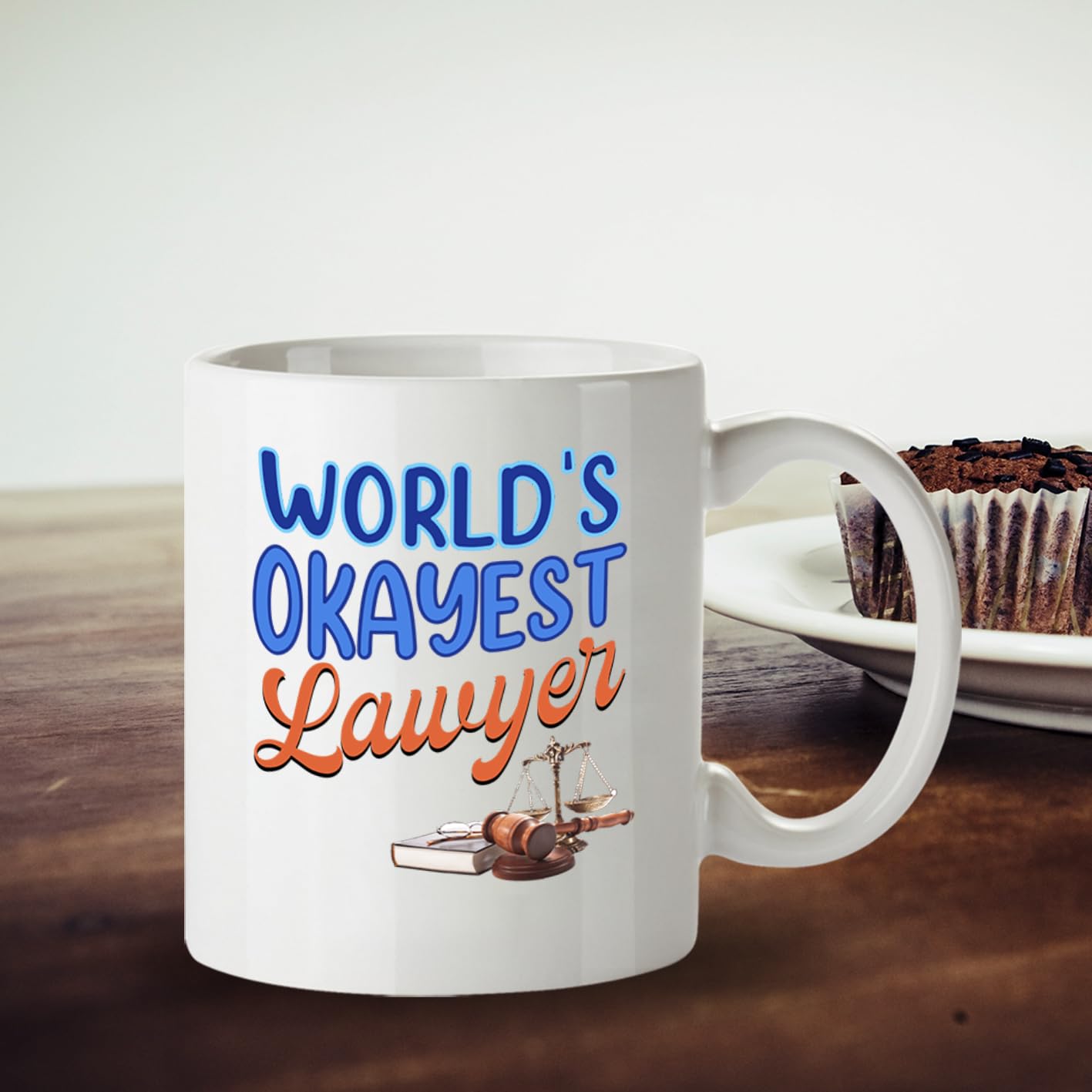 Kruzroyal World's Okayest Lawyer Funny Mug - Novelty Gift for Solicitor Law Student Men Women Colleague Mate
