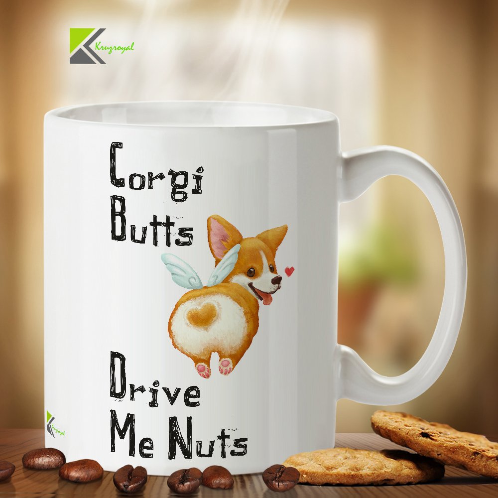 Kruzroyal DZ273 Corgi Butts Drive me Nuts Funny Novelty Great Gift Idea Coffee Tea Mug