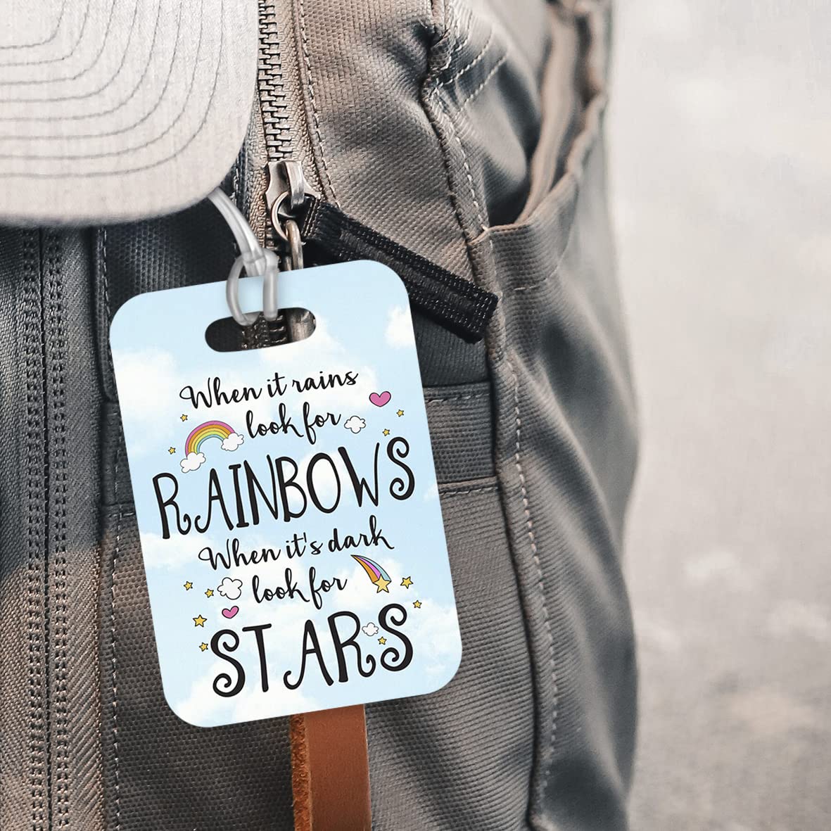 LT170 When It Rains Look for Rainbows, When It's Dark Look for Stars Novelty Funny Unique Designer Gift Glossy Plastic Suitcase Luggage Tag