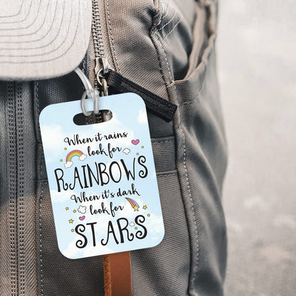 LT170 When It Rains Look for Rainbows, When It's Dark Look for Stars Novelty Funny Unique Designer Gift Glossy Plastic Suitcase Luggage Tag