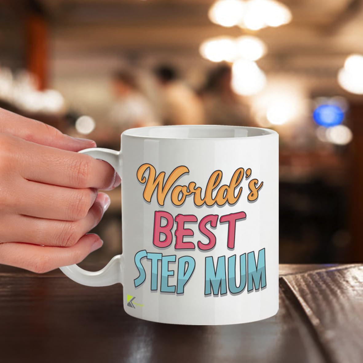 Kruzroyal DZ819 World's Best Step Mum Mug 11oz - White Ceramic Coffee & Tea Cup for Stepmum, Bonus Mum - Birthday or Mother's Day Present for Her