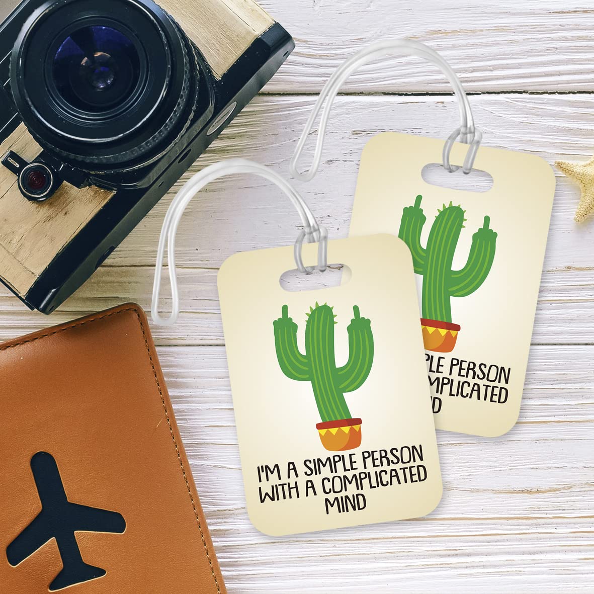 LT194 I'm A Simple Person with A Complicated Mind Novelty Funny Unique Designer Gift Glossy Plastic Suitcase Luggage Tag