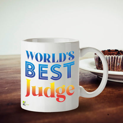 DZ883 World's Best Judge Mug 11oz - White Ceramic Cup for Justice, Magistrate - Ideal Birthday, Retirement, Appointment Present