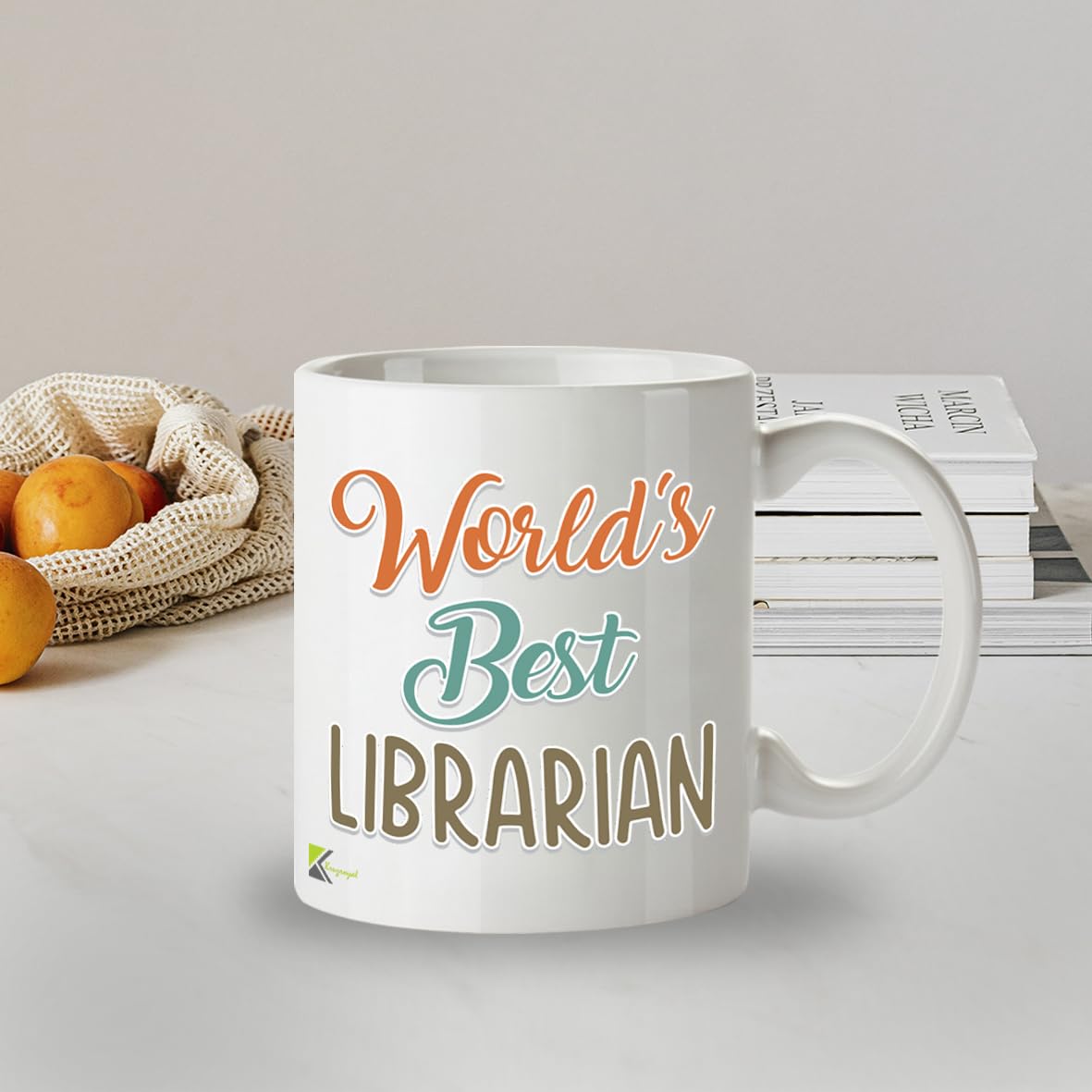 Kruzroyal DZ854 World's Best Librarian Mug 11oz - White Ceramic Cup for Book Lover, Library Assistant - Ideal Birthday, Thank You, Retirement Present