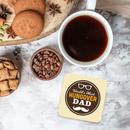 CS650 World's Most Hungover Dad Novelty Funny Coffee Tea Drink Gift Glossy MDF Wooden Coaster