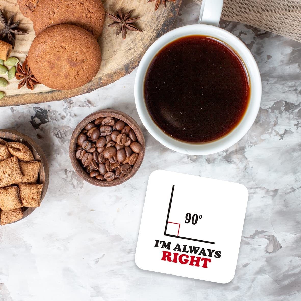 CS427 I'm Always Right Novelty Funny Coffee Tea Drink Gift Glossy MDF Wooden Coaster