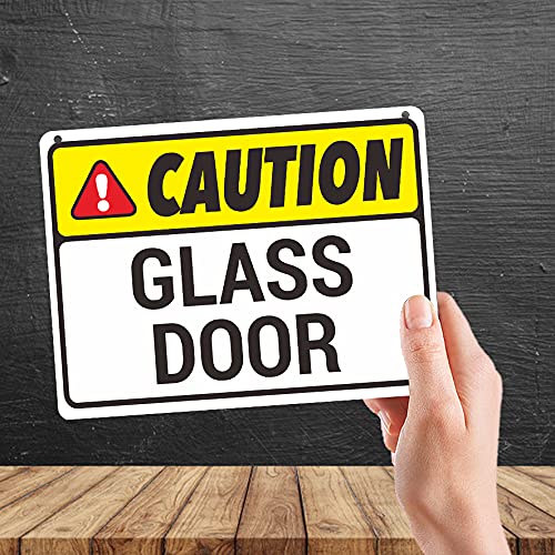 Kruzroyal MP453 Caution : Glass Door Funny Novelty Retro Vintage Metal Wall Sign Plaque 20cm x 15cm