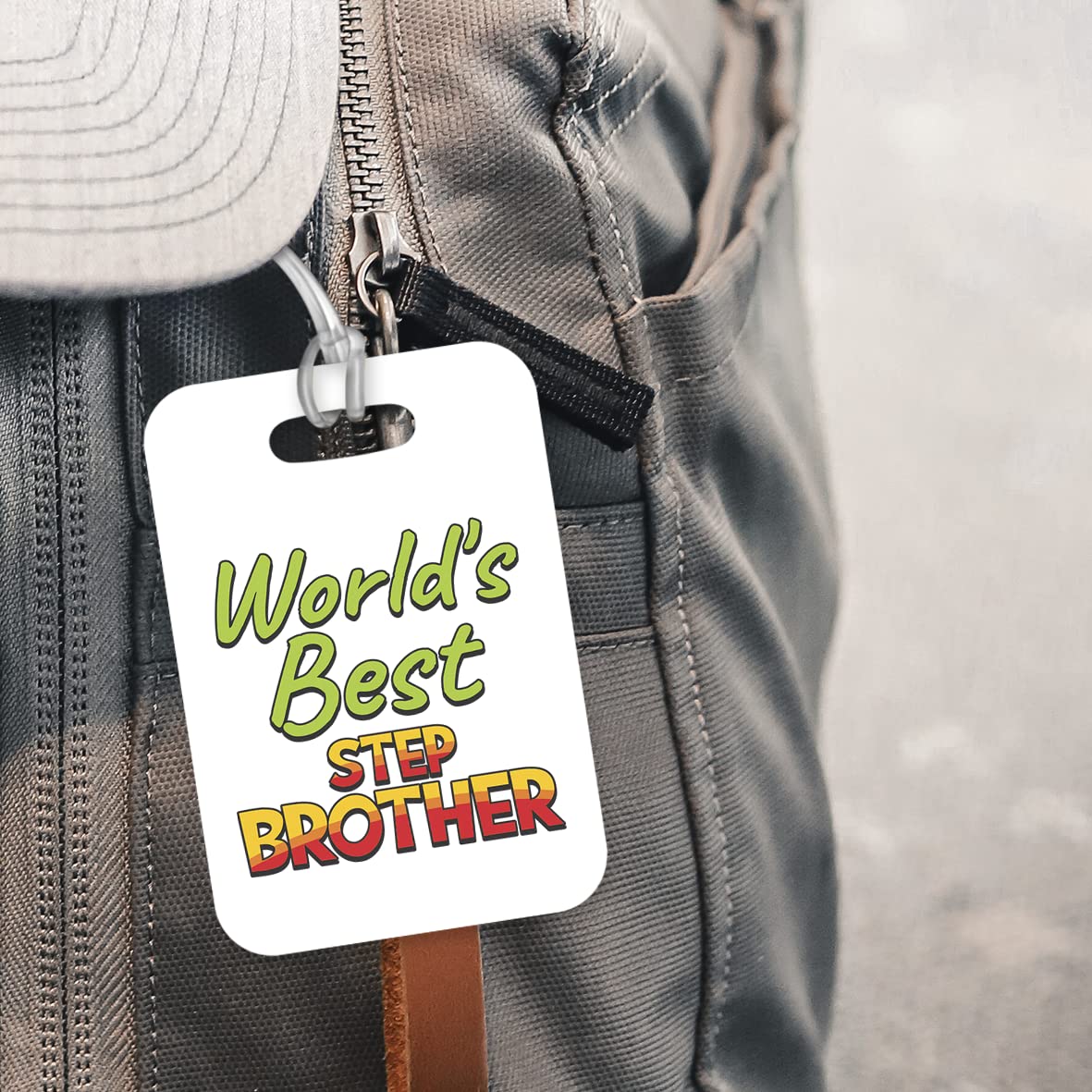 LT417 World's Best Step Brother Novelty Funny Unique Designer Gift, Suitcase, Glossy Plastic Luggage Tag for Step Brother