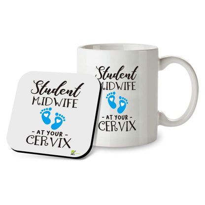 Kruzroyal SM027 Student Midwife - at Your Cervix - 11OZ Mug & Matching Coaster Set