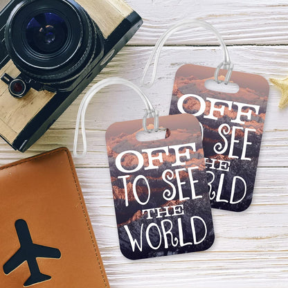 LT166 Off to See The World Novelty Funny Unique Designer Gift Glossy Plastic Suitcase Luggage Tag