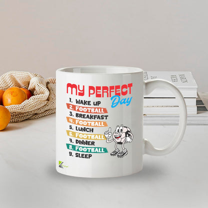 Kruzroyal My Perfect Day Football Funny Coffee Mug - Soccer Themed Novelty Cup Great Gift for Fans Players Men Boys Dad