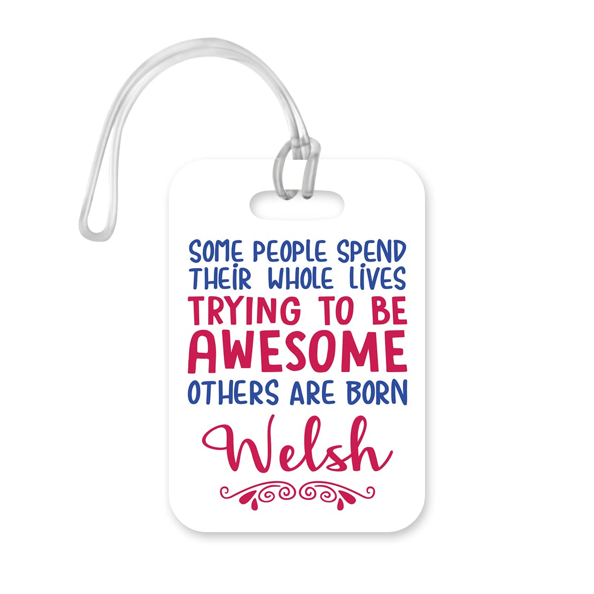 LT164 Some People Spend Their Whole Lives Trying to Be Awesome, Other are Born Welsh Novelty Funny Unique Designer Gift Glossy Plastic Suitcase Luggage Tag