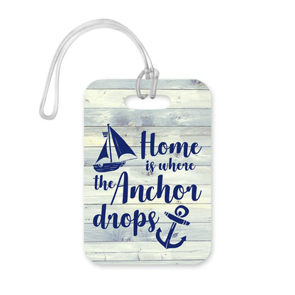 LT066 Home is Where The Anchor Drops Novelty Funny Unique Designer Gift Glossy Plastic Suitcase Luggage Tag