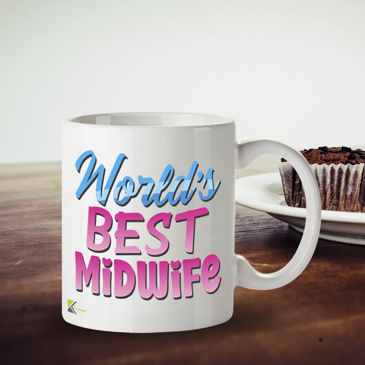 Kruzroyal DZ850 World's Best Midwife Mug 11oz - White Ceramic Cup for Student, Doula, NHS Staff - Heartfelt Thank You, Baby Shower Present for Her