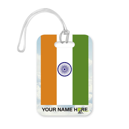 PLT281 Personalised Name with India Flag Novelty Funny Unique Designer Gift Glossy Plastic Suitcase Luggage Tag