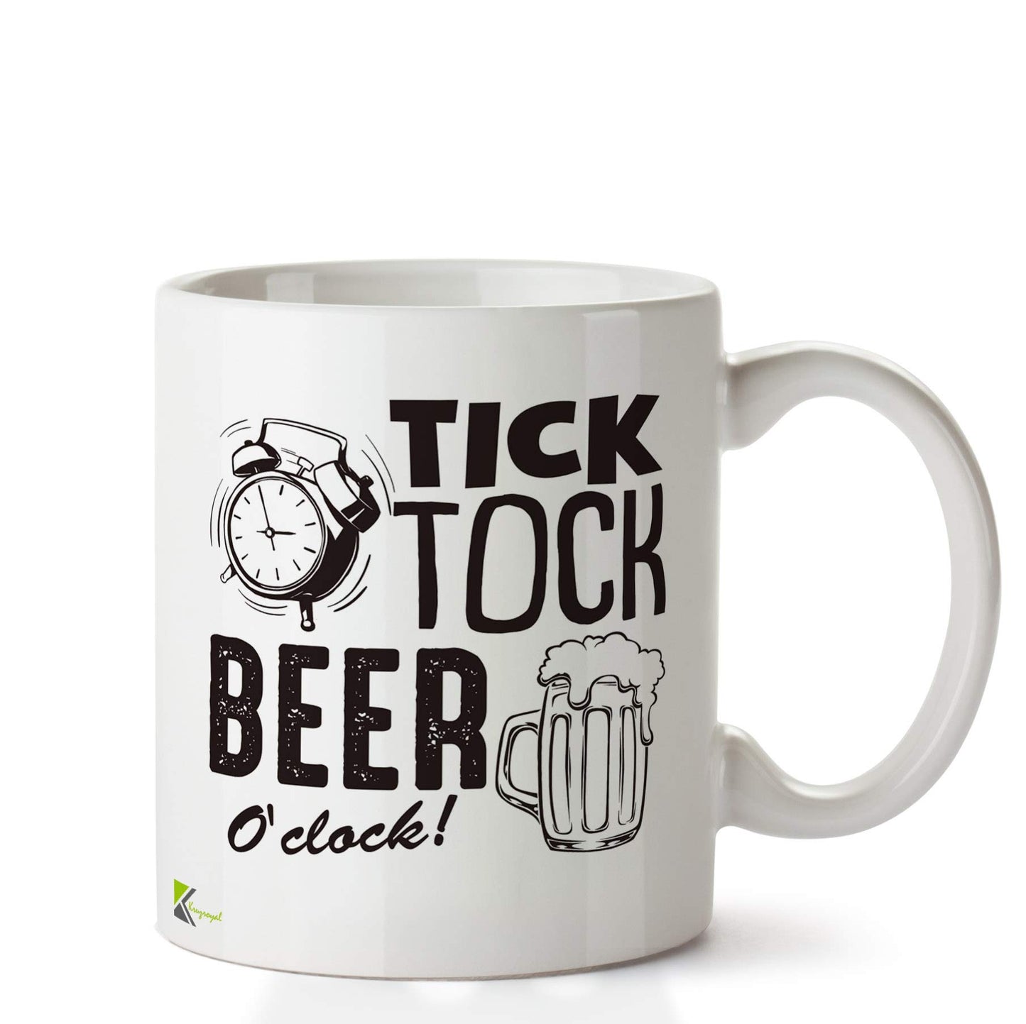 Kruzroyal DZ670 Tick Tock Beer O'clock! Funny Novelty Great Gift Idea Coffee Tea Ceramic Mug