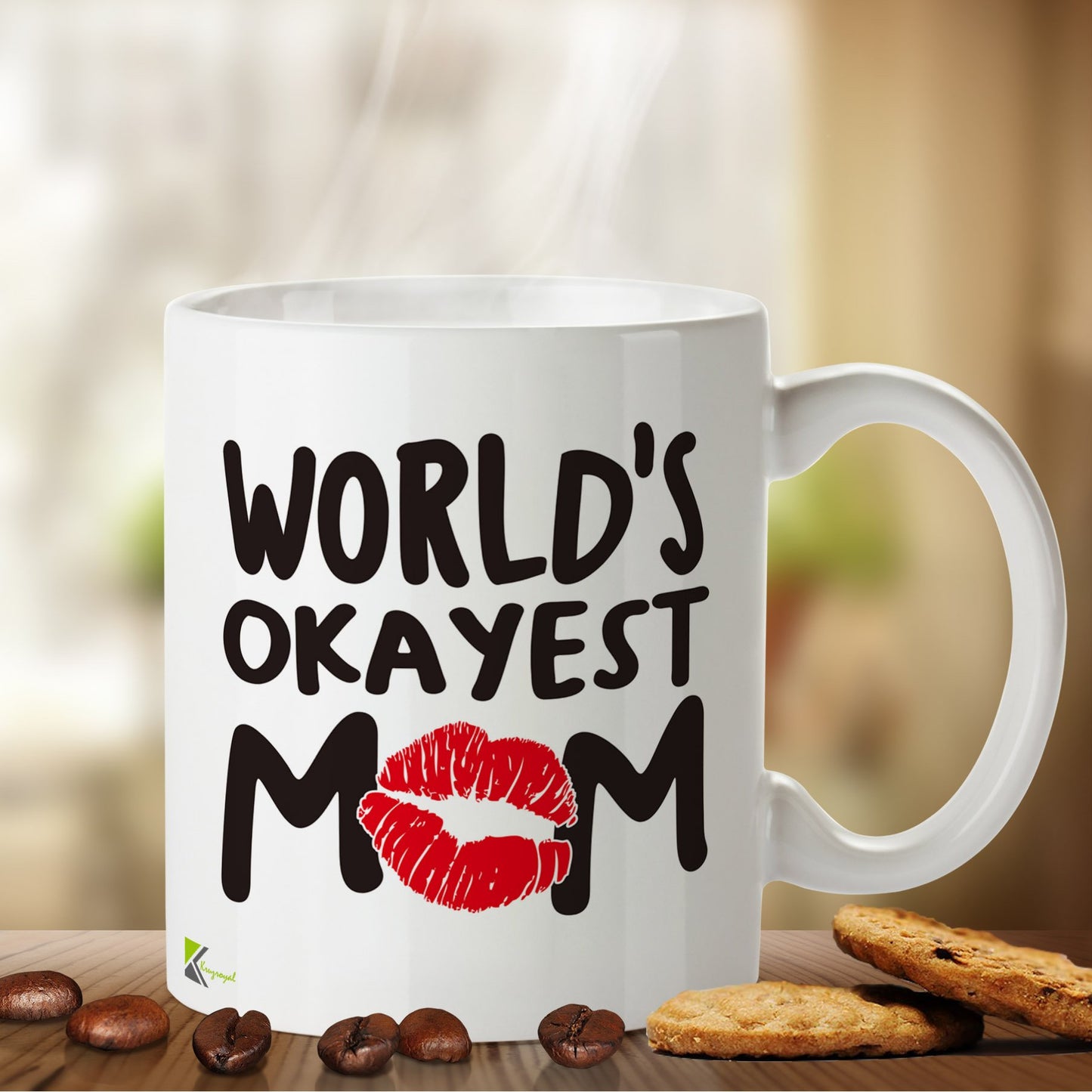 Kruzroyal DZ448 World's Okayest Mom Funny Novelty Great Gift Idea Coffee Tea Mug