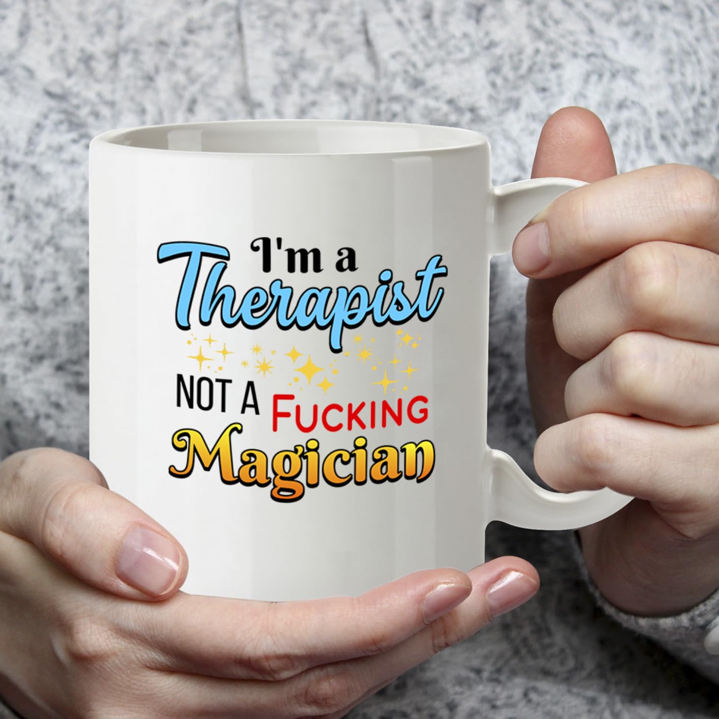 Kruzroyal I'm a Therapist Not a Magician Funny Mug - Humorous Psychology Novelty Cup Gift for Counsellor Colleague