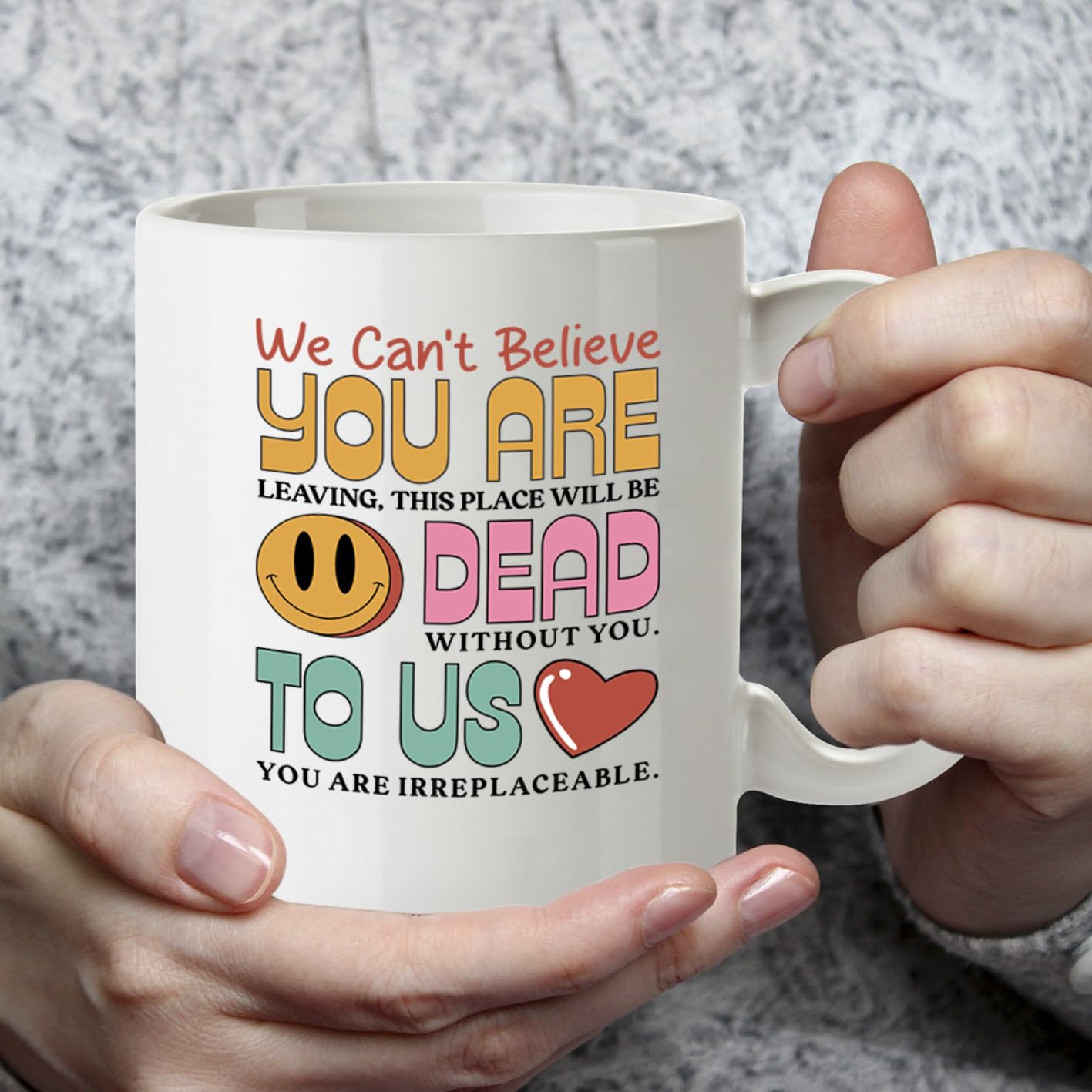 Funny Coworker Leaving Gift Mug, You are Dead to Us Sarcastic Design, Novelty Farewell Present for Colleague, Boss or Friend, White Ceramic Coffee Cup, 11 oz
