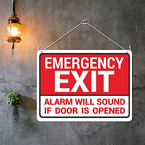 Kruzroyal MP458 Emergency Exit : Alarm will sound if door is opened Funny Novelty Retro Vintage Metal Wall Sign Plaque 20cm x 15cm