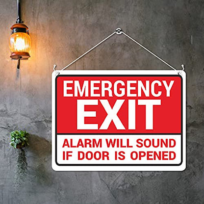 Kruzroyal MP458 Emergency Exit : Alarm will sound if door is opened Funny Novelty Retro Vintage Metal Wall Sign Plaque 20cm x 15cm