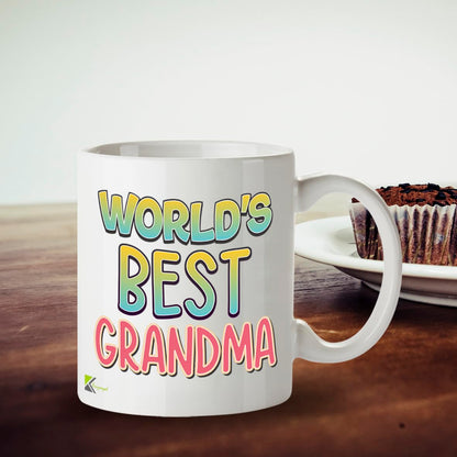 Kruzroyal DZ824 World's Best Grandma Mug 11oz - White Ceramic Coffee & Tea Cup for Nan, Nanny - Ideal Birthday or Mother's Day Present for Her