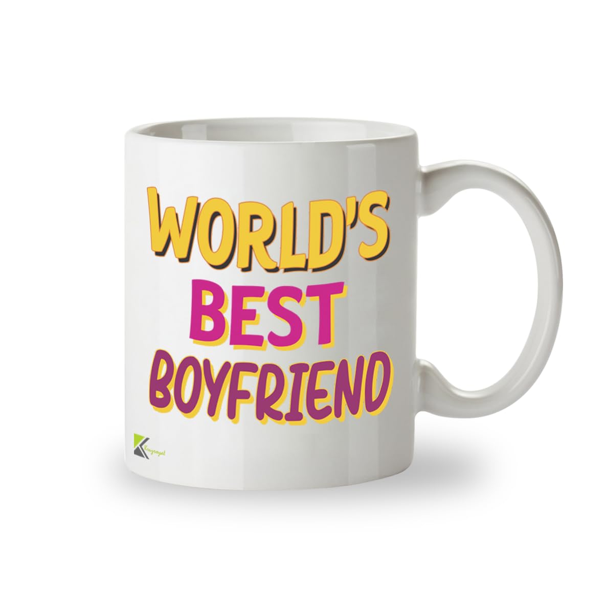 Kruzroyal DZ835 World's Best Boyfriend Mug 11oz - White Ceramic Coffee & Tea Cup - Romantic Birthday, Anniversary, Valentine's Present for Him