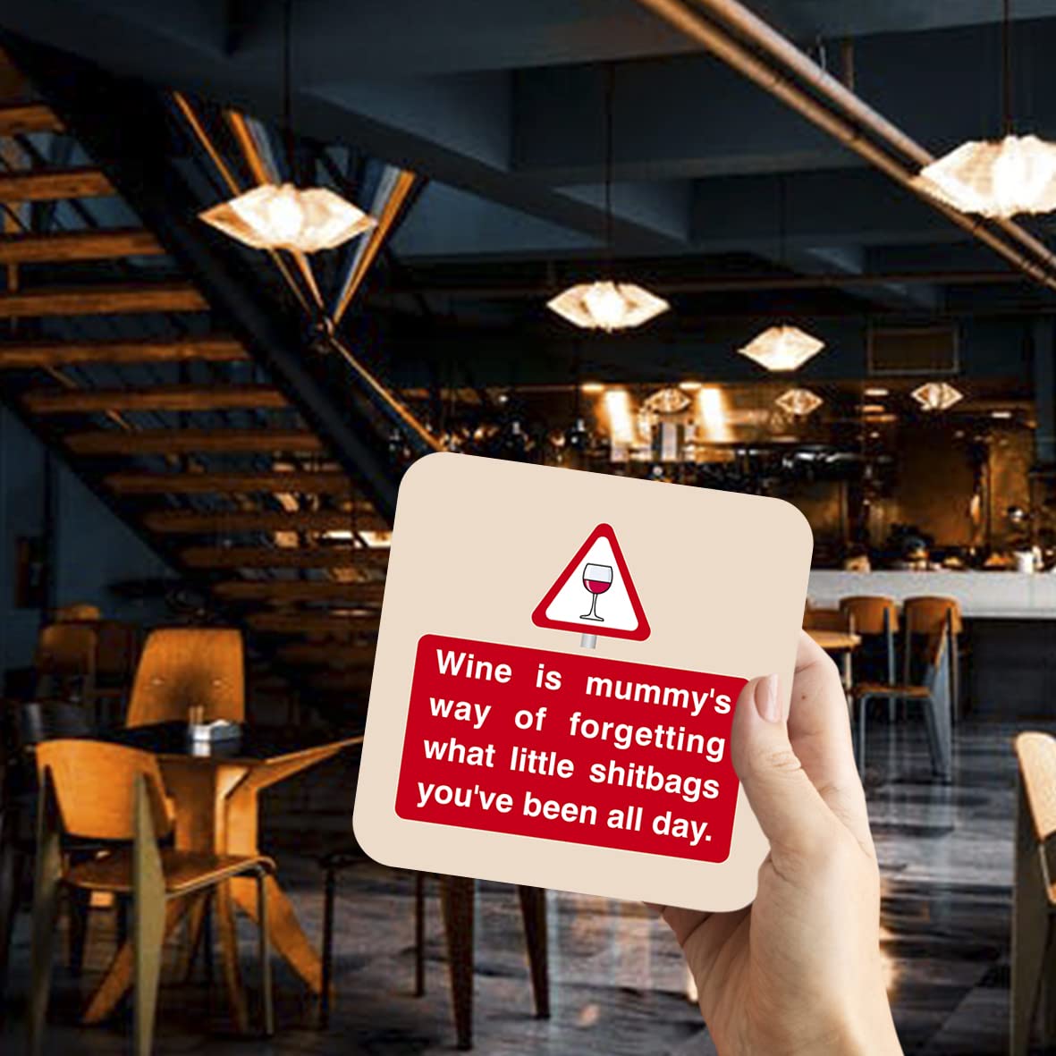 CS788 Wine is Mummy's Way of Forgetting What Little shitbags You've Been All Day Novelty Funny Coffee Tea Drink Gift Glossy MDF Wooden Coaster