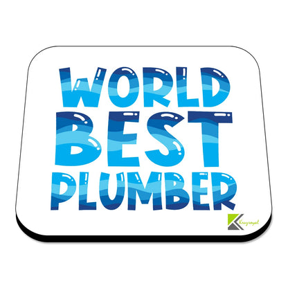WB005 World's Best Plumber MDF Wooden Coaster by Kruzroyal | Gift for Plumber | Unique Novelty Present | 9cm x 9cm | Coffee Tea MDF Wooden Coaster