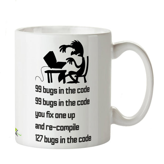 Kruzroyal DZ250 99 Bugs in The Code, You fix one up and re-Compile 127 Bugs in The Code/Software Developer Funny Novelty Great Gift Idea Coffee Tea Mug