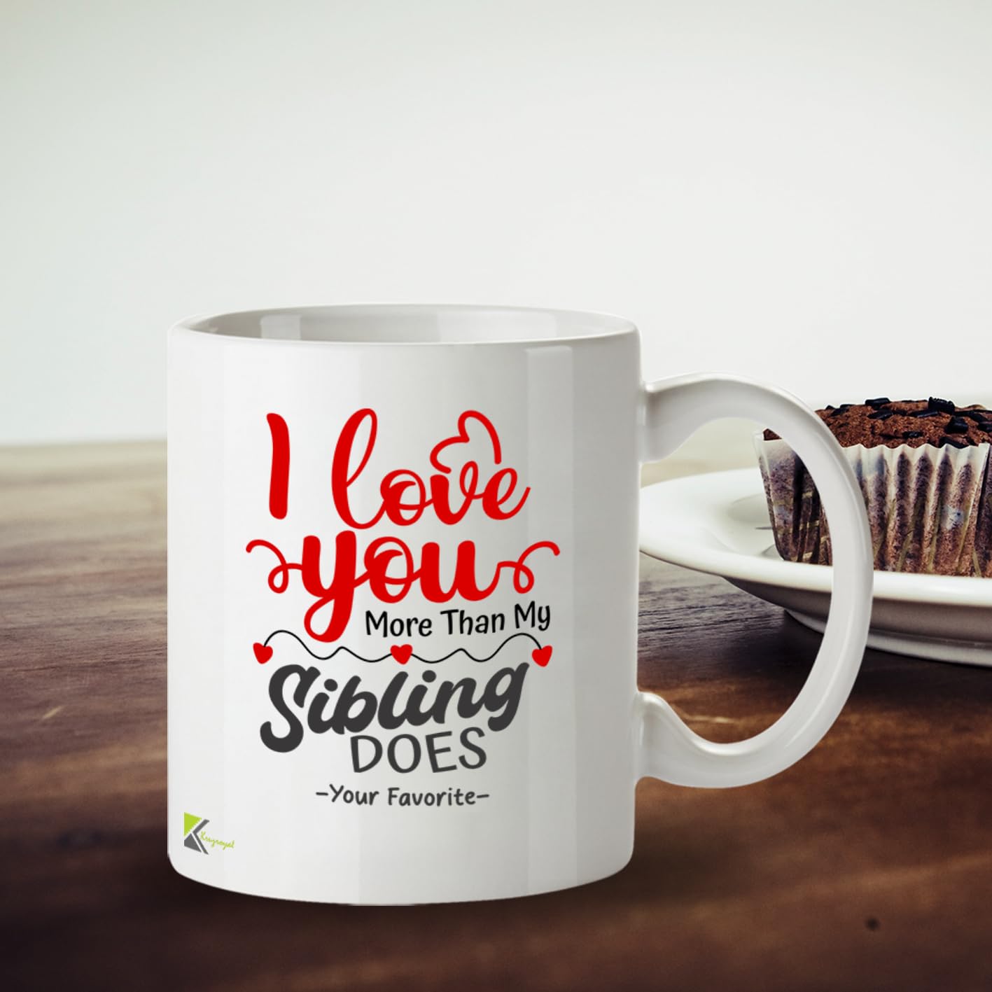 Kruzroyal DZ970 Funny Sibling Mug - I Love You More Than My Sibling Does - Your Favorite Sarcastic Brother Sister Gift - Witty Sibling Rivalry Coffee Cup - 11oz White Ceramic